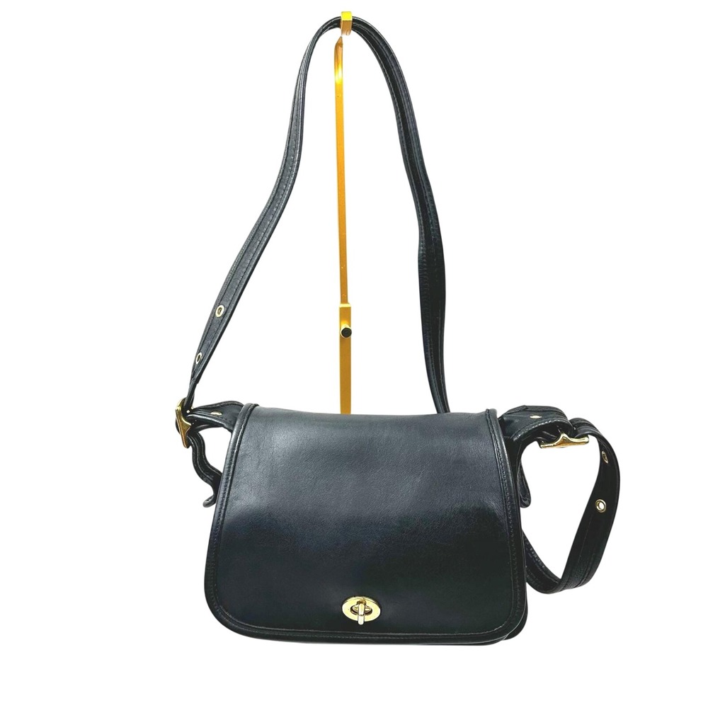 Vintage Coach Black Leather Legacy Rambler Crossbody Flap Bag Purse 9061 MINT